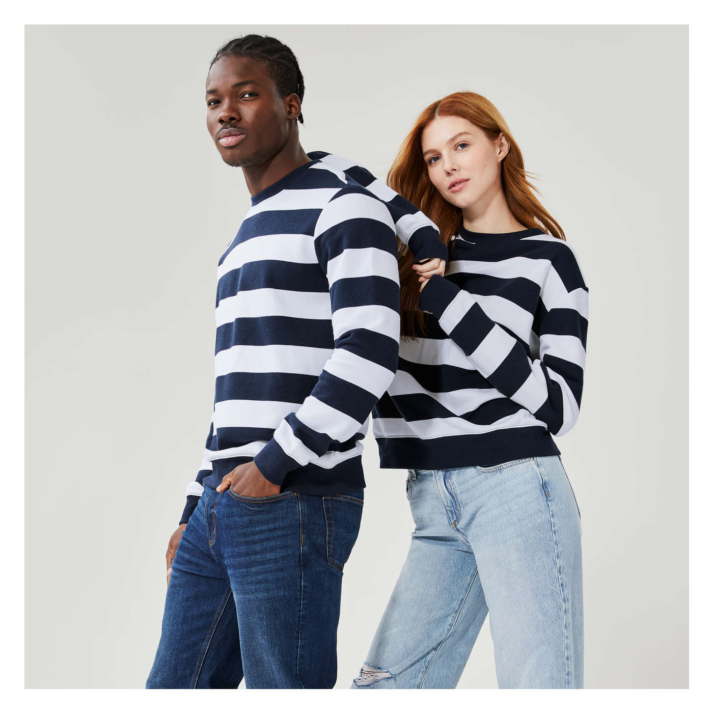 Gender-Free Striped Sweatshirt in Dark Navy from Joe Fresh